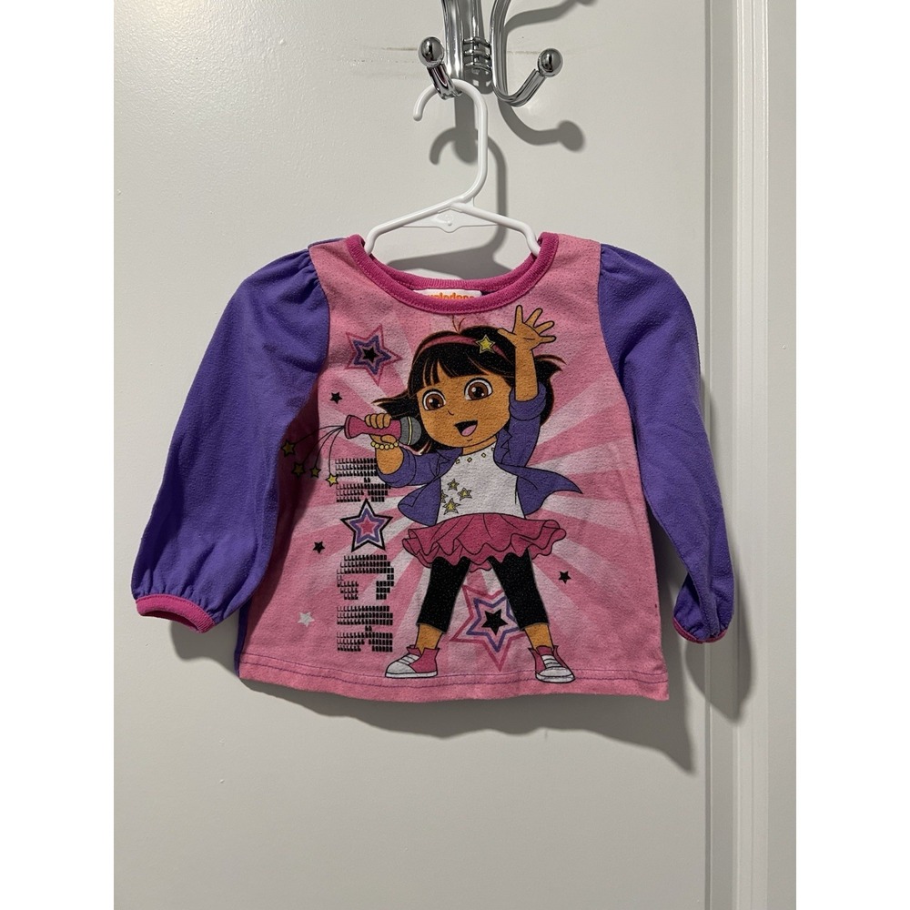 Vintage Dora The Explorer Long Sleeve Girls Top Size 2T Y2K Nickelodeon